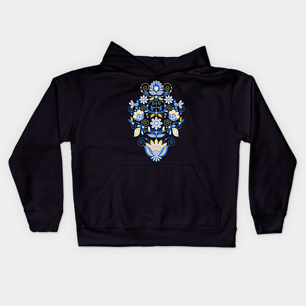 Pattern with The Tree of Life Inspired by Ukrainian Traditional Embroidery Kids Hoodie by lissantee